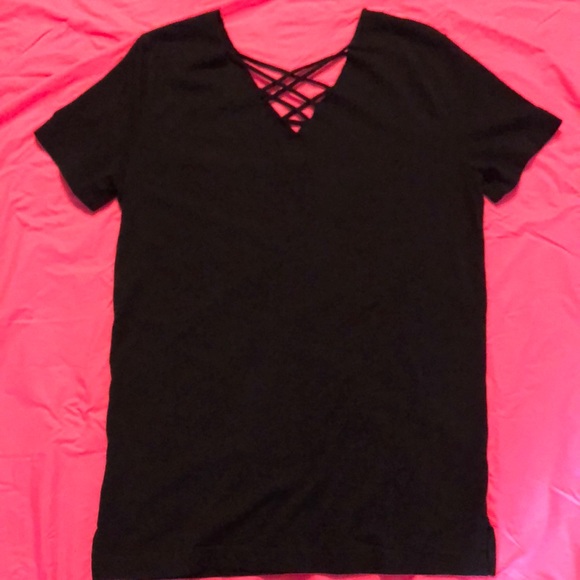 PINK XS Lace VNeck Campus Tee - Picture 4 of 4